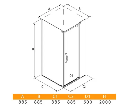 Shower enclosure Alex Baitler AB214-90 90x90x200cm transparent