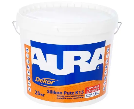 Штукатурка декоративная Eskaro Aura Dekor Silikon Putz K15 "барашек" 25 кг