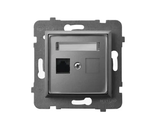 როზეტი კომპიუტერის Ospel Aria GPK-1U/K/m/70 RJ45 Cat 5e 1 განყოფილებიანი ნაცრისფერი მქრქალი