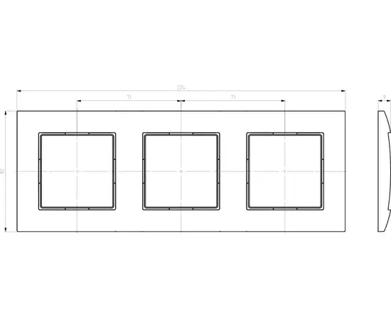 Frame Ospel Aria R-3U/70 3 sectional gray matt