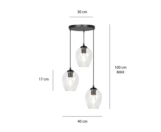 Hanger EMIBIG Istar Premium 3 E27 3x MAX 60W black transparent