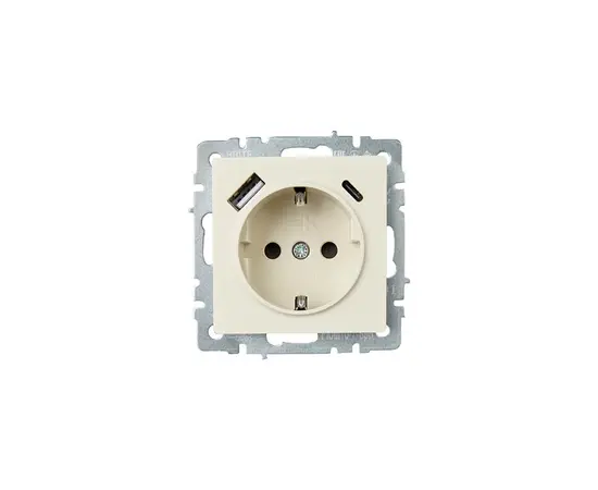 Розетка IEK BRITE 16A USB A C Rush11-1-BrB с заземлением без рамки