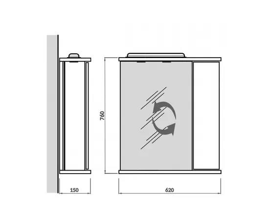 Шкафчик с зеркалом ST-60 white 62x76x15 см