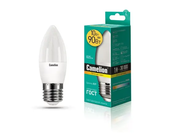 შუქდიოდური ნათურა Camelion 10W С35 Е27 3000K