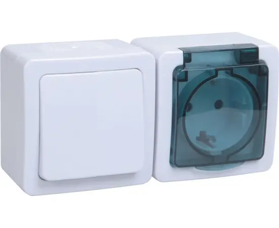 Выключатель с розеткой IEK БГб-22-31-ГПБд IP54