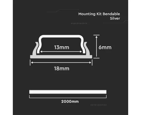strip profile V-TAC LED 2000x18x6mm 2909