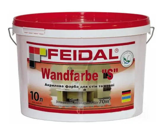 საღებავი ჭერისა და კედლებისათვის Feidal Wandfarbe S Weib 10 ლ