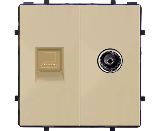 როზეტი Style Internet Socket ორ სექციური CAT6 RJ45 TV Female ოქროსფერი