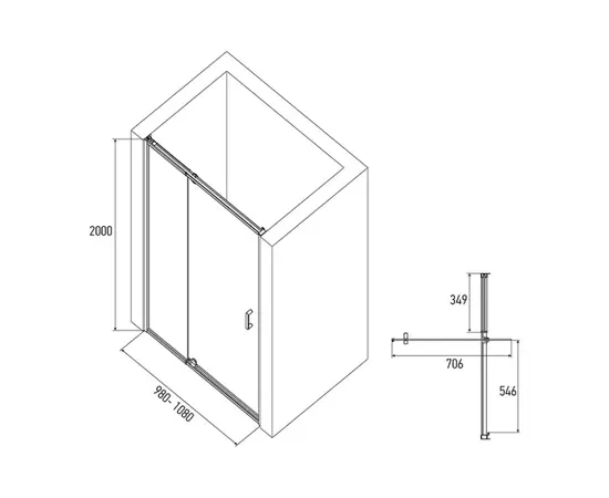 საშხაპე კარი Alex Baitler AB74B100 100×200 cm დაბურული