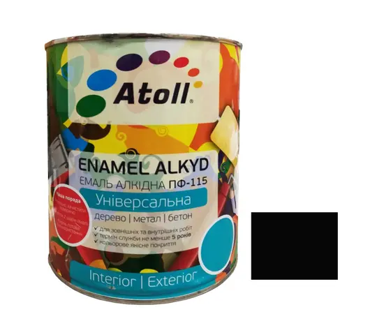 Эмаль алкидная Универсал ATOLL ПФ-115 чёрная 2.6кг