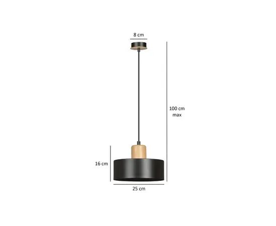 Pendant EMIBIG Torin 1 E27 1x MAX 60W black