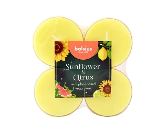 Свеча чайная ароматическая Bolsius sunflower citrus 8 ч 8 шт