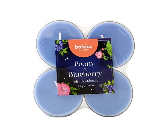 სანთელი ჩაის არომატული Bolsius peony blueberry 8 სთ 8 ც