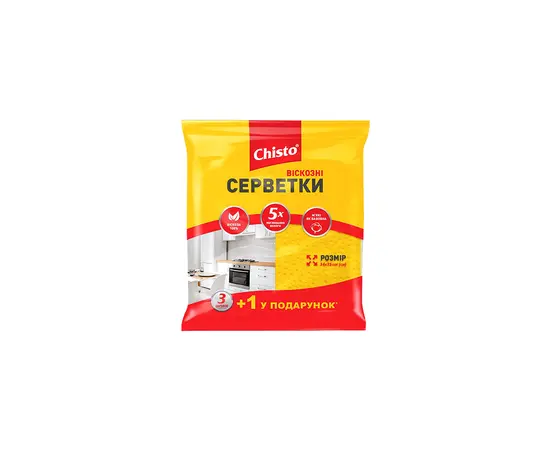 Тряпка для стола вискоза Chisto VISCOSE 3+1шт