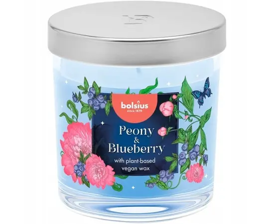 Свеча ароматичекая в стекле Bolsius Peony blueberry 80/72 мм