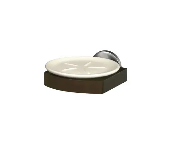 Soap dish MADAGASKAR SOAP DISH SAT. NICKEL/WOOD