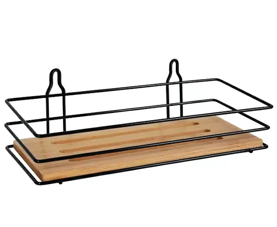 Rectangular shelf Bisk Plain Black Bamboo