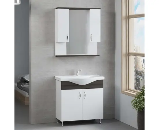 Floor cabinet with washbasin Denko Trend 80 white/anthracite gray