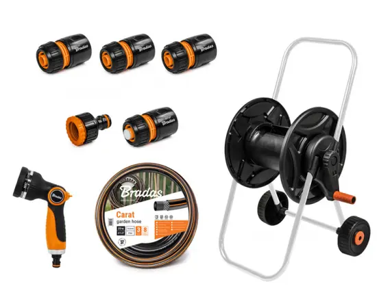 ურიკა შლანგით Bradas ECO-AG26020SET1 Black Line  1/2" 20 მ პისტოლეტით, გასაფრქვევით და ფიტინგებით