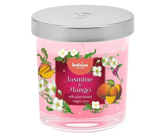 Candle in scented glass Bolsius Jasmine mango 80/72 mm