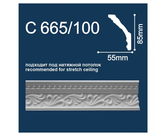 ჭერის პლინტუსი Solid С665/100 თეთრი 2 მ