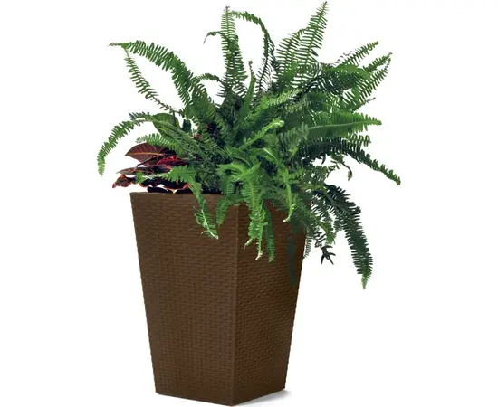 Горшок цветочный коричневый Keter Small Rattan Planter-BRW590 28.5x28.5x43.5 cm