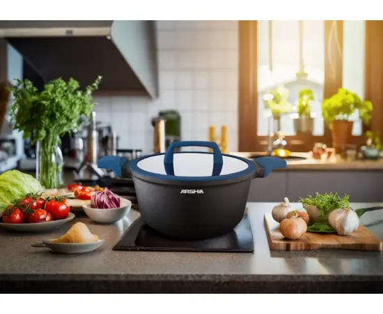 Кастрюля гранитная Arshia CO135-3102 26537 24см черно-синий
