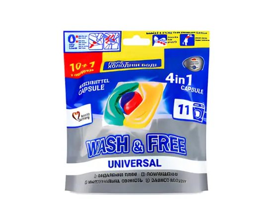Средство стиральное в капсулах WASH & FREE 2058 10+1шт