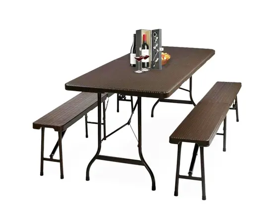 Garden table + 2 folding chairs 180x74