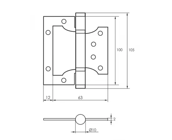 Hinge 4" Soller without mortise laid on chrome