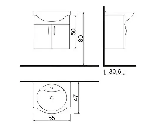 Hanging cabinet with washbasin Denko Akyazi 55 Black
