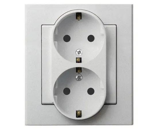 Power socket grounded Ospel Sonata GP-2RSP/38 2 sectional matt silver