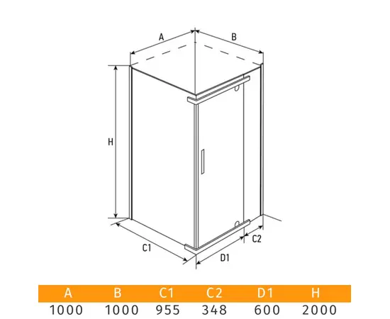 Душевое ограждение Erlit ER10110H-C1 100x100x200 cm