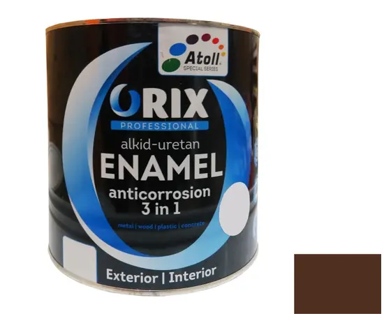 Enamel anti-corrosion Atoll Orix Color 3 in 1, 2 l brown RAL 8017
