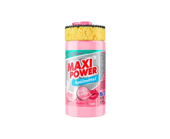 ჭურჭლის სარეცხი საშუალება ღრუბელით Maxi Power Bubble Gum 1 ლ