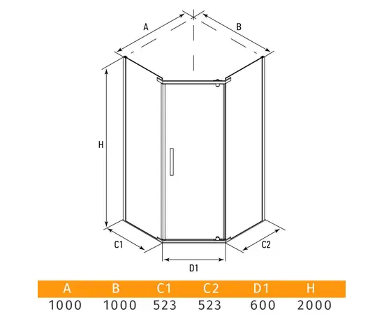 შუშა შხაპის Erlit ER10110V-C1 100x100x200 cm