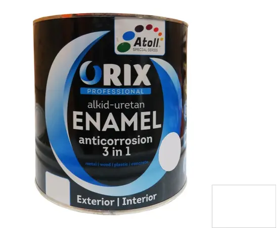 Эмаль антикоррозийная Atoll Orix Color 3 in 1, 0.7 л белая RAL 9010