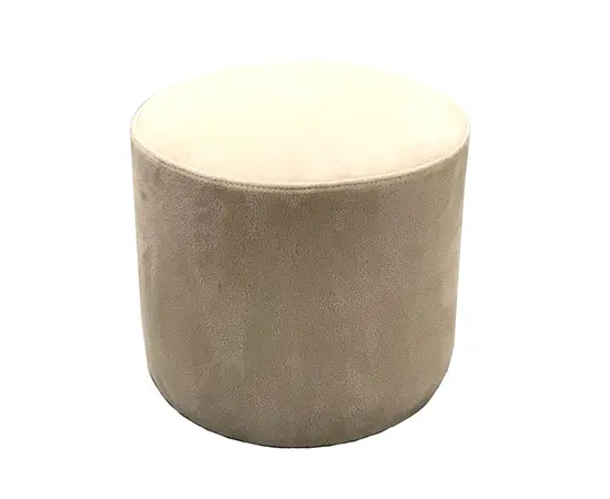 Round pouf alcantara light beige