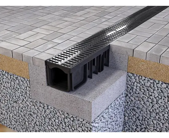 Drainage tray Devorex XDRAIN C250 130/90 black with polyamide lattice 0.5 m