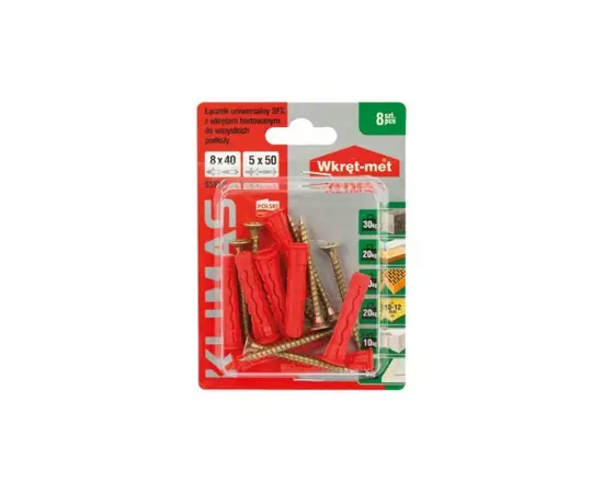 Universal dowel with screw Wkret-met BSFXP-08040050 8pc.