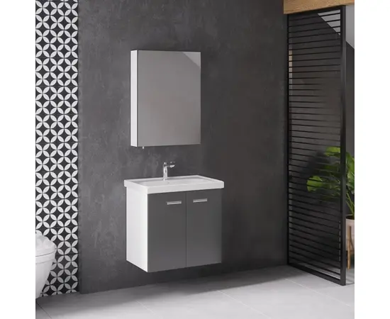 Cabinet with mirror Denko Terra 60 Antracite Grey