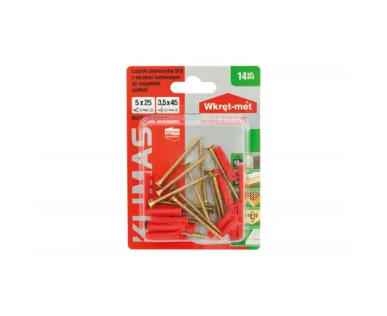 Universal dowel with screw Wkret-met BSFXP-05025045 14pc.