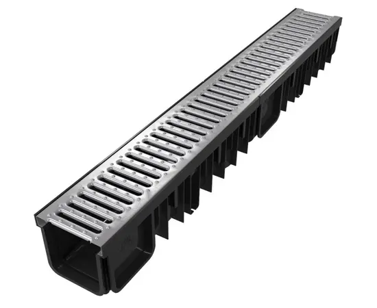 Дренажный лоток Devorex XDRAIN B125 130/90 с стальной решеткой 1 м