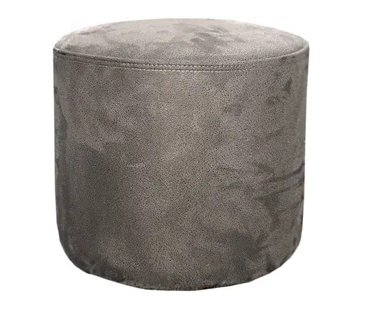 Round pouf alcantara grey