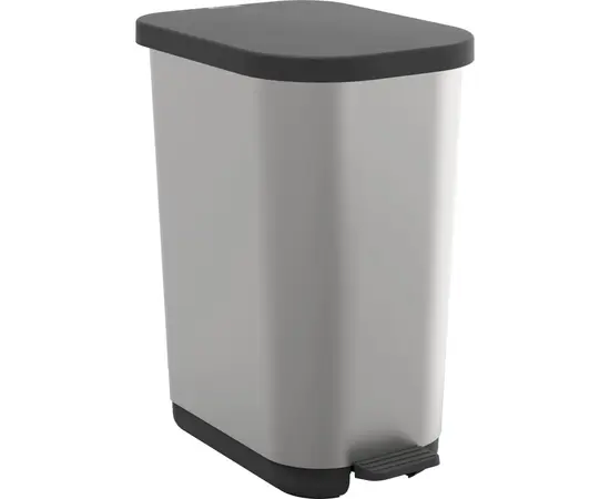 Waste bin with pedal Rotho RIBO gray 35 l