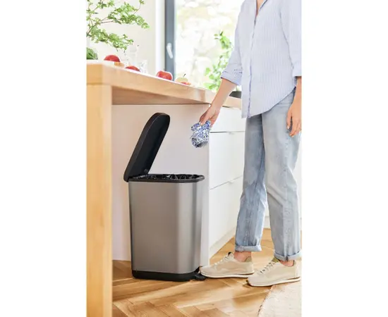 Waste bin with pedal Rotho RIBO gray 35 l