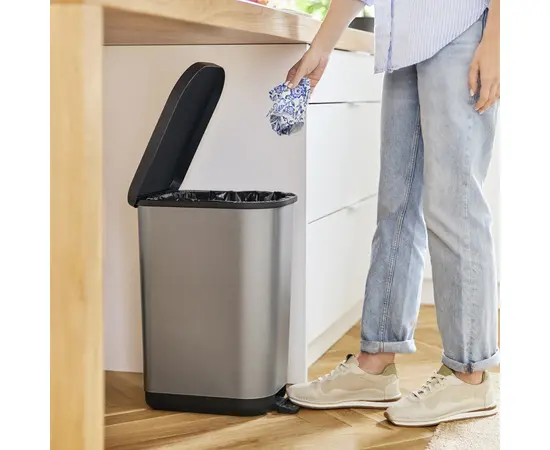 Waste bin with pedal Rotho RIBO dark gray 35 l
