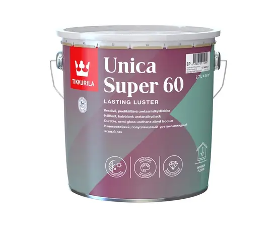 საღებავი რთული ზედაპირებისთვის Tikkurila Unica Super 60 lacquer semmi-gloss A 2,7 ლ