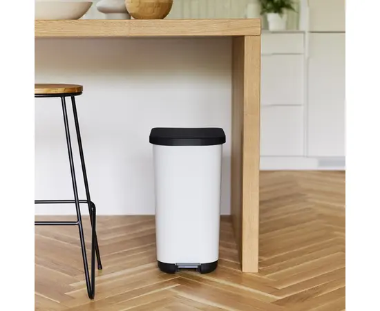Waste bin with pedal Rotho RIBO white 35 l
