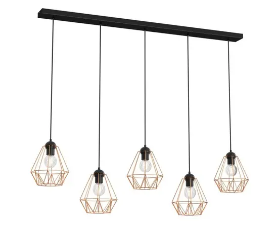 Suspension LUMINEX 5 Brgen line bar E27 5x MAX 60W black copper 622